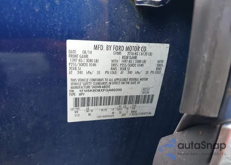 2015 Ford Explorer Xlt z USA, uszkodzony, nr VIN 1FM5K8D8XFGA60300